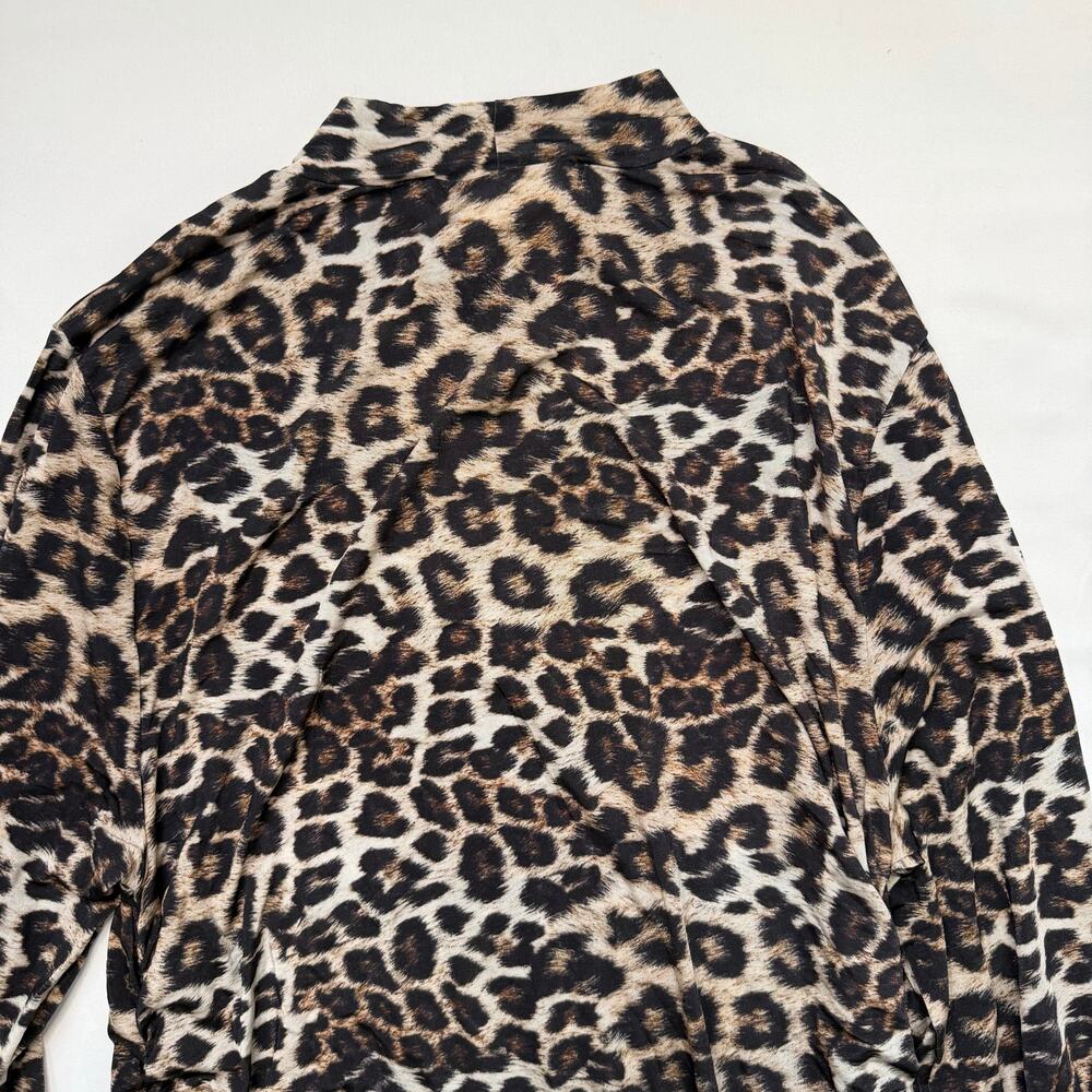 Farm Rio Mock Neck Ruched Leopard Print Stretch Jersey Top Women’s XL NWT - Picture 8 of 13